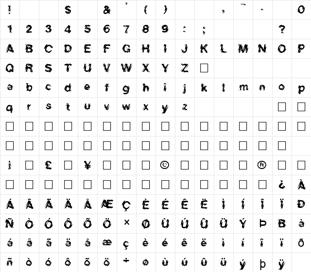 FZ UNIQUE 20 Normal  glyph index