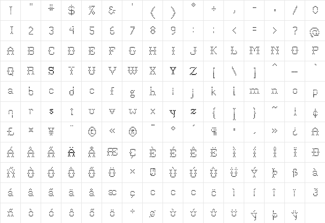 P22FolkArt Regular  glyph index