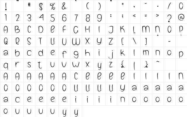 BOOK LINE Regular  glyph index