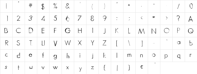 Garbage Regular  glyph index