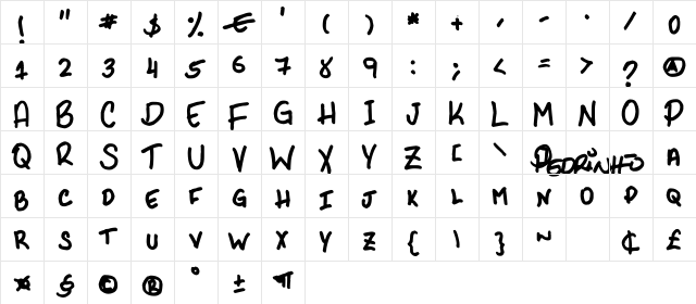 PHR Scrypt II Regular  glyph index