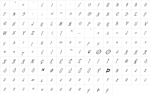 FZ JAZZY 21 STRIPED ITALIC Normal  glyph index