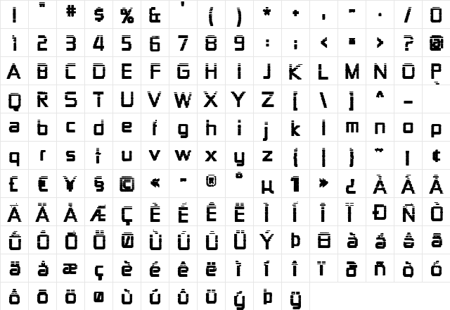 Zekton Dots Regular  glyph index