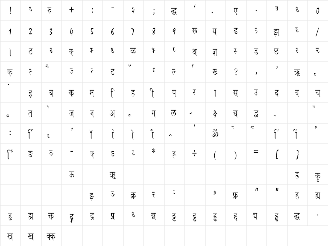 Ajay Normal Condensed Regular  glyph index