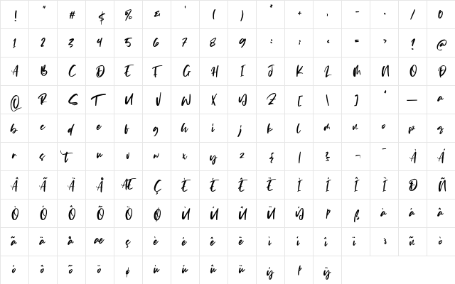 Matsuyama - Free Personal Use Regular  glyph index