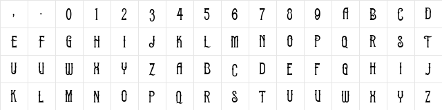Braveheart Regular  glyph index