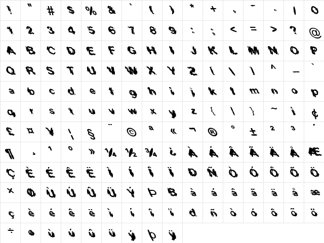 FZ UNIQUE 20 MANGLED LEFTY Normal  glyph index