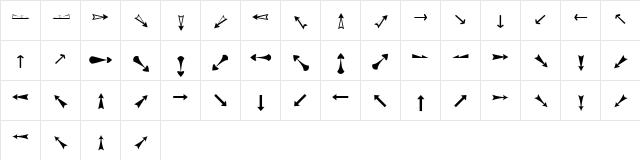Arrows ADF Regular  glyph index