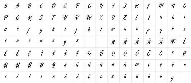 Ringtrack Demo Regular  glyph index