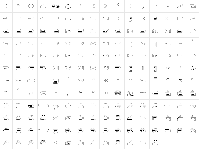 Taskforce Condensed Outline Condensed Outline  glyph index