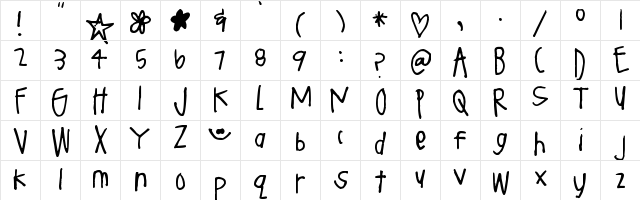 Pea Lou Who Regular  glyph index