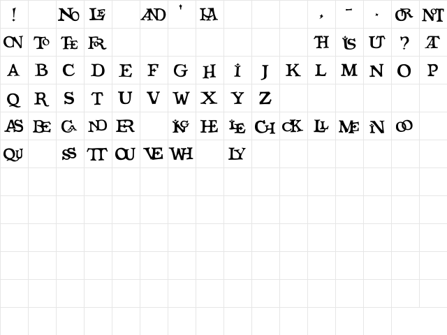 Quicktype Regular  glyph index