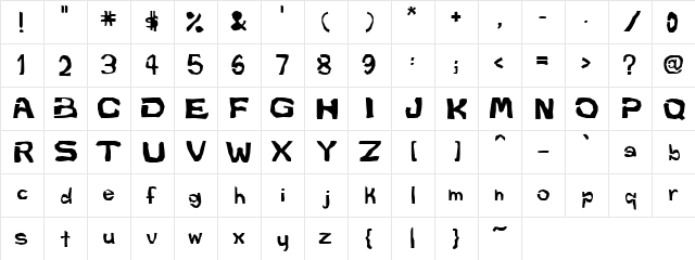 Daze Normal  glyph index