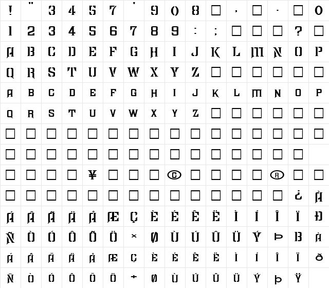 FZ BASIC 41 EX Normal  glyph index