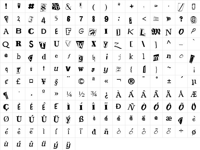 FZ UNIQUE 23 Normal  glyph index