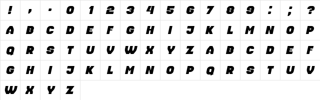 Housebreak Italic  glyph index