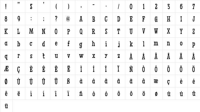 Fleabitten DEMO Regular  glyph index