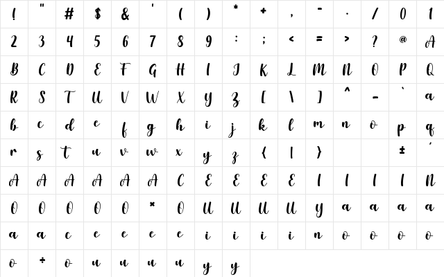 Outside Regular  glyph index