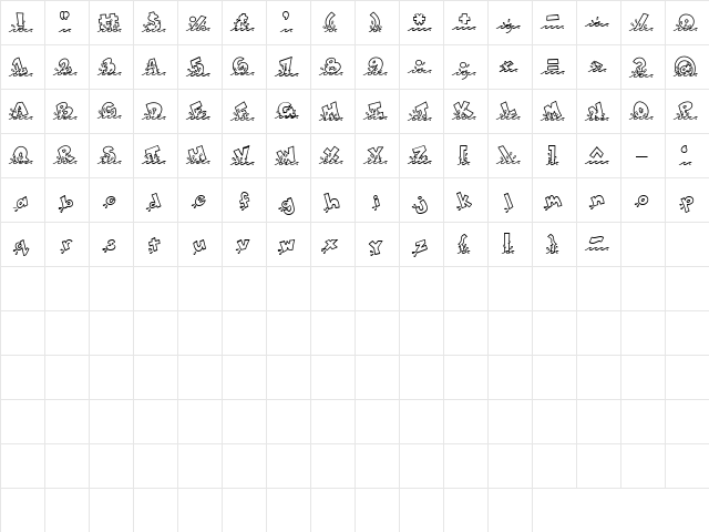 LD Splash Regular  glyph index