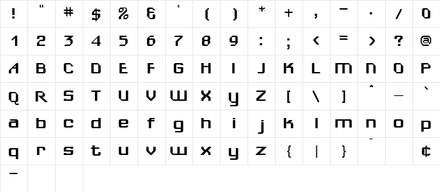 Sydney Regular  glyph index