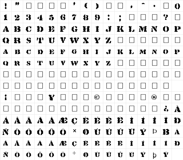 FZ WACKY 18 Normal  glyph index