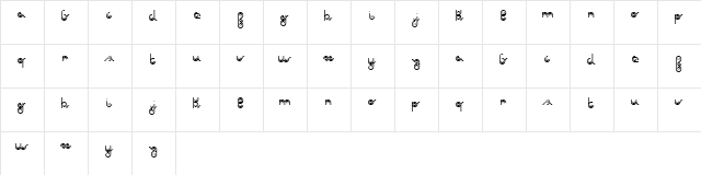 again Regular  glyph index