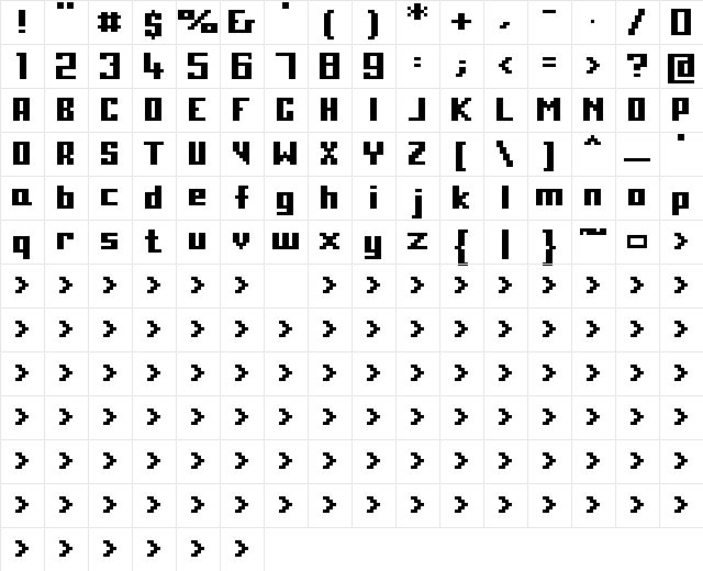 00Cryonix Bold  glyph index