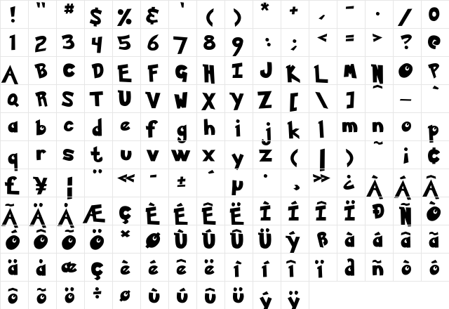 Pokemon Solid  glyph index