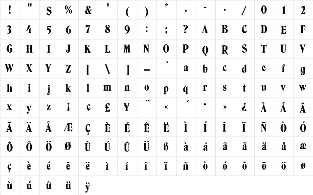 HawthornEF Regular  glyph index
