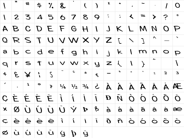 BoosterRocketLight83 Regular  glyph index