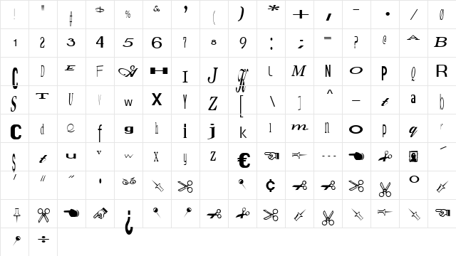 Carnivale Regular  glyph index