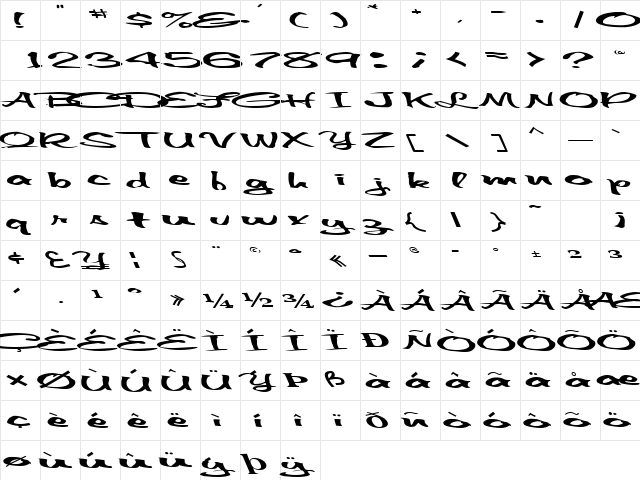 DoubleAgent43 Regular  glyph index