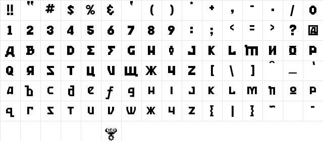 Kremlin Kommisar Bold  glyph index