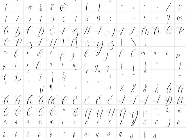 Refillia Regular  glyph index