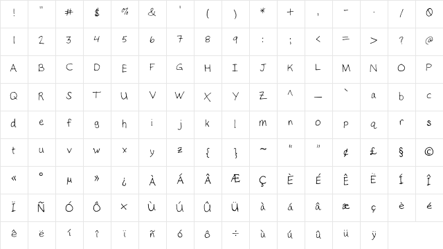 Number Cruncher Hand Medium  glyph index