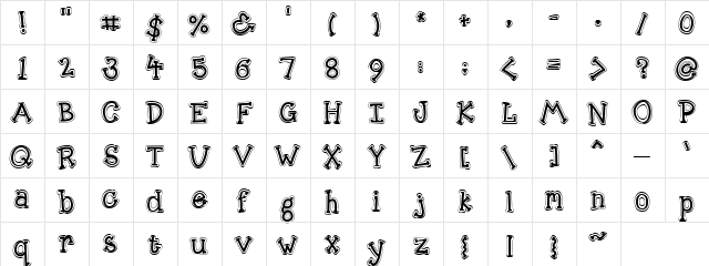 Scrap Outline Regular  glyph index