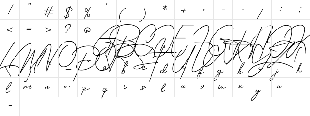 Housttely Signature Regular  glyph index