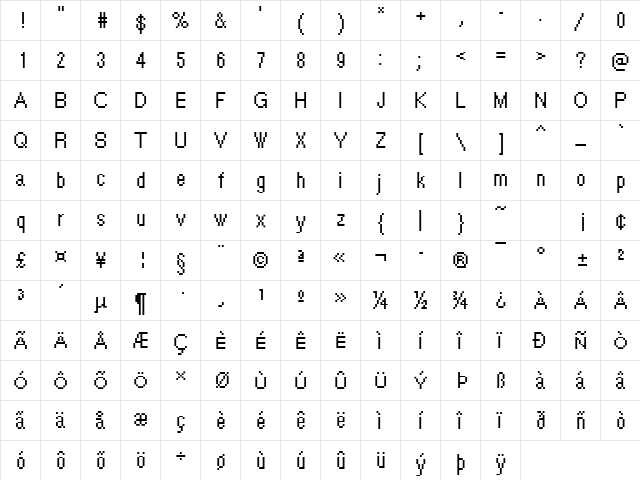 Rough41 Becker Regular  glyph index