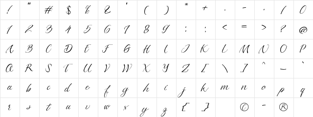 Azkadina Regular  glyph index