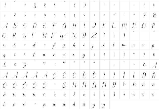 instastory script Regular  glyph index
