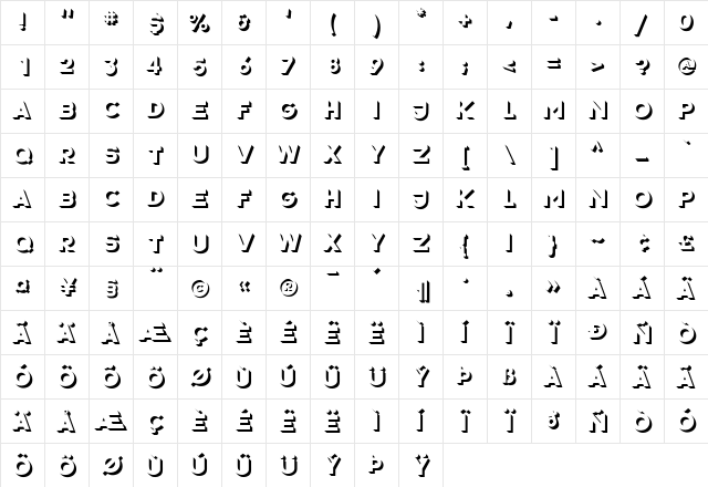 P22Bayer Regular  glyph index