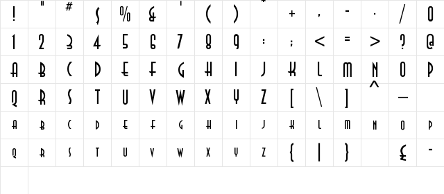 Don Pico Regular  glyph index
