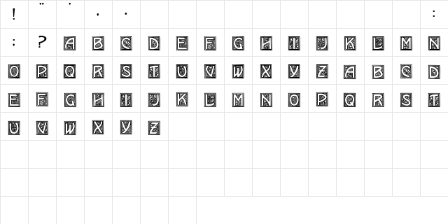 EricanOrnateCapsSSK Regular  glyph index