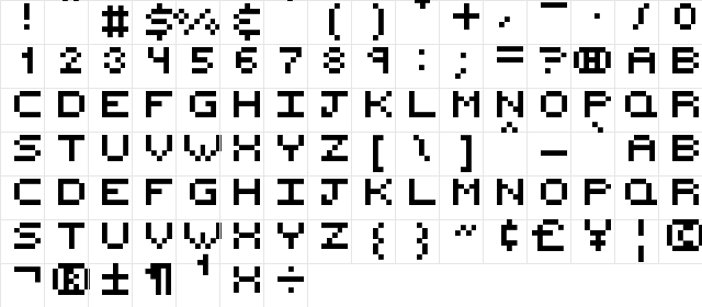 Beef'd Regular  glyph index