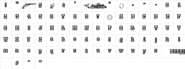 BurrisGhostTown Regular  glyph index