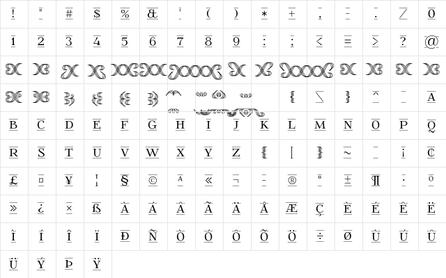 FoglihtenFr02 Regular  glyph index