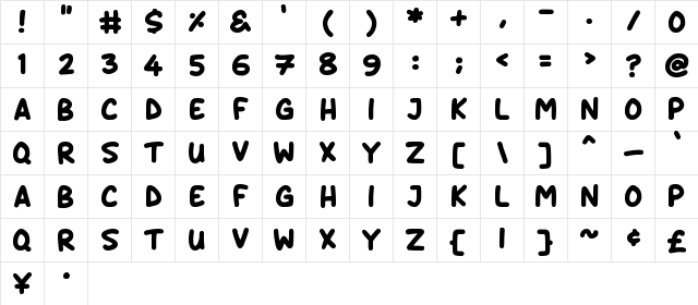 Daydreamers Regular  glyph index