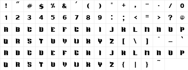 DS-Metropolis Normal  glyph index