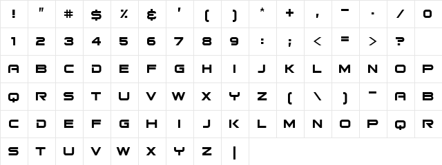Bitsumishi Regular  glyph index