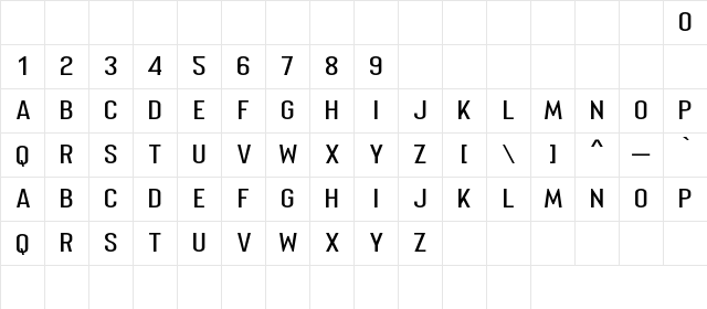 Merhique Regular  glyph index